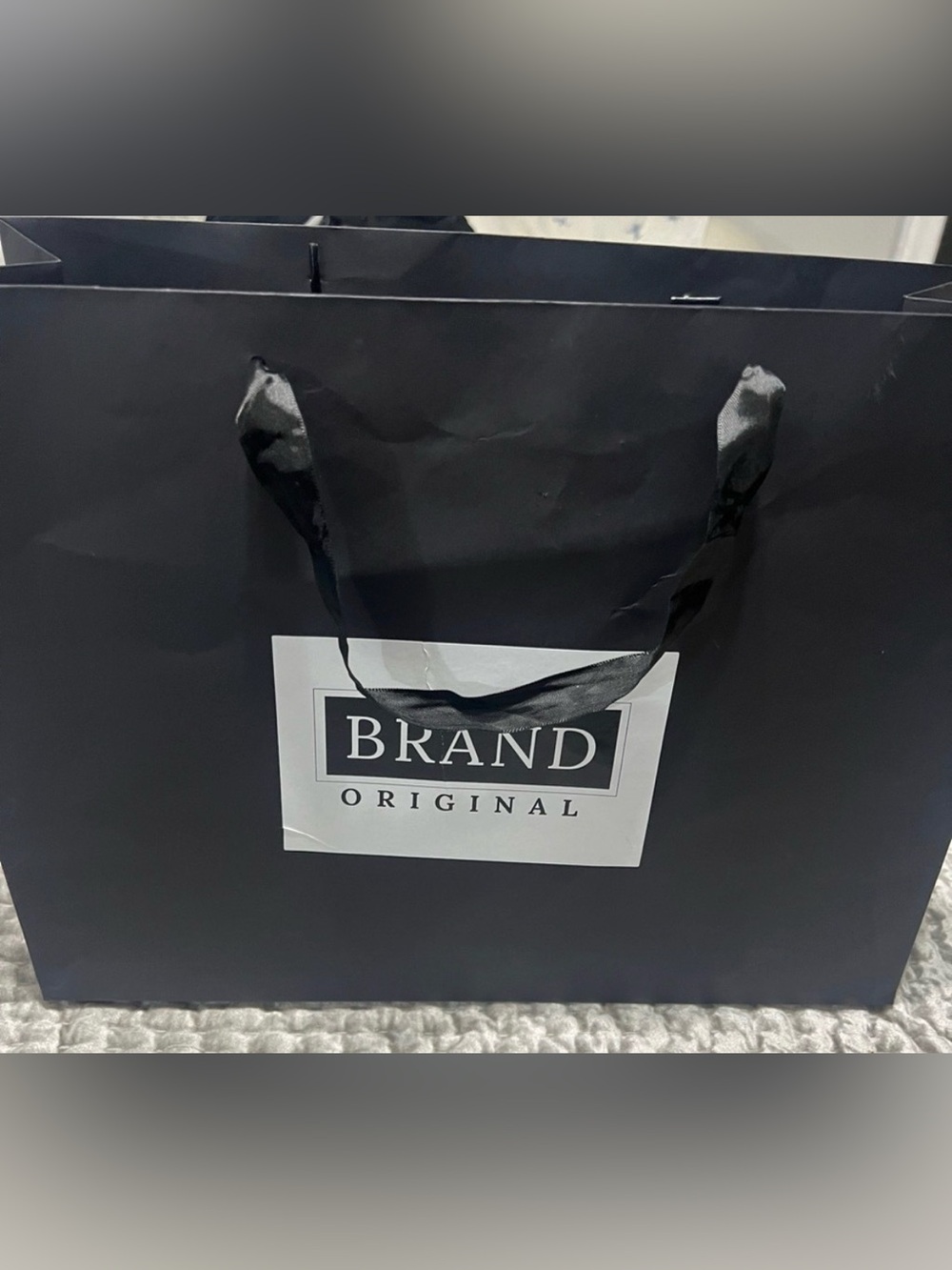 Abrand Black Men's Paper Tote with Ribbon Handles